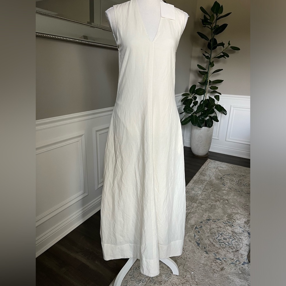Toteme Plunging Floral Jacquard Twisted Backless Maxi Dress Off White FR 34 700$ - Picture 14 of 17